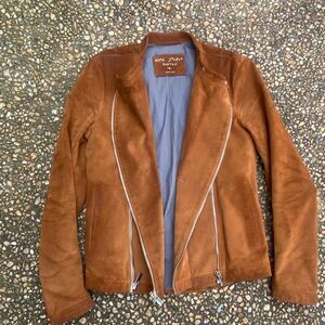 Vintage distressed Marc Jacques Burton hand made suede Moto jacket leather suede